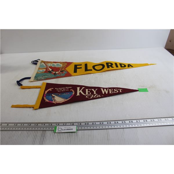 (2) Pennants - Largest Measures 27" x 8 1/2"