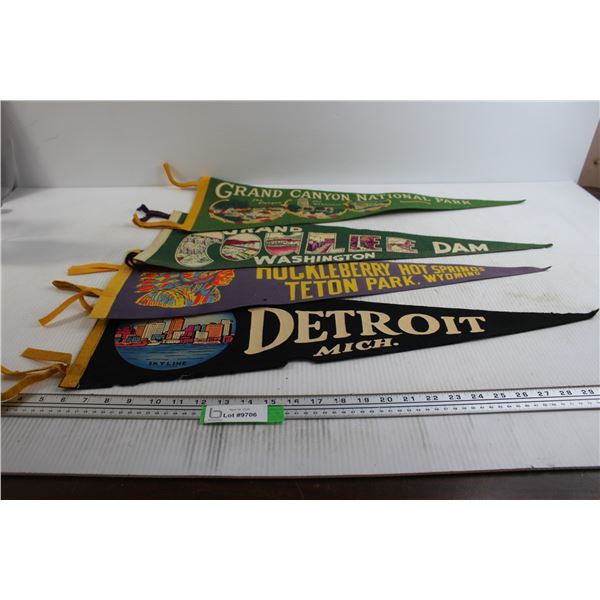 (4) Assorted Pennants - 26 1/2" x 8 1/2"