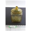 Image 1 : Madrid Amber Depression Glass Biscuit Jar - Inside Chips