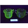 Image 1 : Green Depression Jeannette Windsor Uranium Glass Cream and Sugar Set