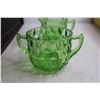 Image 2 : Green Depression Jeannette Windsor Uranium Glass Cream and Sugar Set