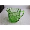 Image 3 : Green Depression Jeannette Windsor Uranium Glass Cream and Sugar Set