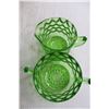 Image 4 : Green Depression Jeannette Windsor Uranium Glass Cream and Sugar Set