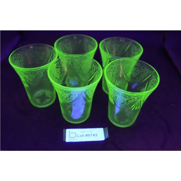 (5) Royal Lace Depression Uranium Glasses