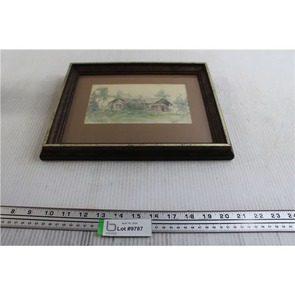 Grey Owl's Cabin Riding Mountain National Park Mixed Media Art by Pam Heath - 13" x 10 1/2"