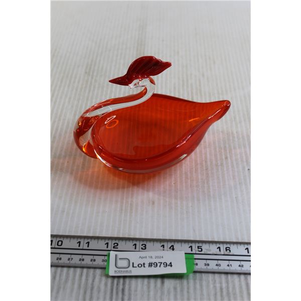 Rooster Art Glass Candy Dish