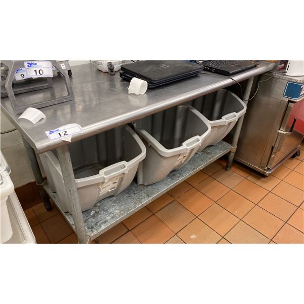 60 X30  STAINLESS PREP TABLE WITH 3 FOOD TOTES