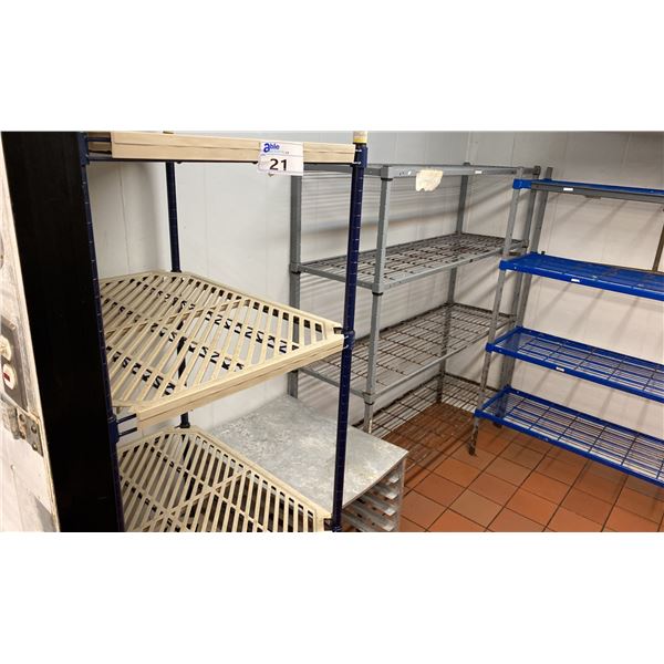 5 ASST RACKS LOCATED IN WALK IN FRIDGE. ASST SIZES