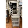 Image 2 : 3 ASST ROLLING BAKERS RACKS WITH CONTENTS. BAKING PANS, FOOD PANS, LIDS ETC