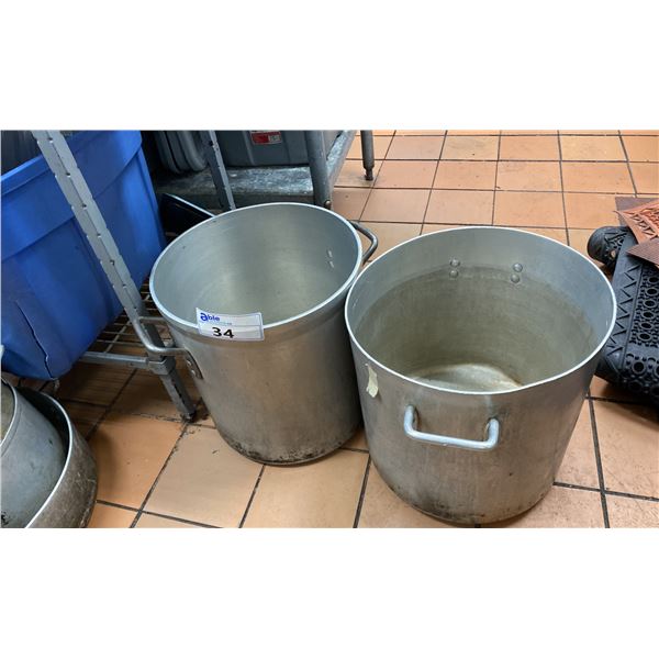 2 EXTRA LARGE STOCK POTS. ONE IS VERY HEAVY DUTY-APPROX 20L