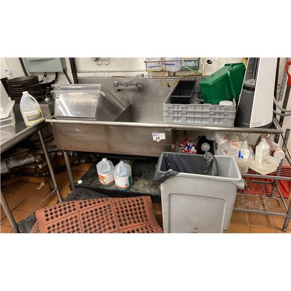 DOUBLE STAINLESS SINK WITH RUNOFF 69"X27"