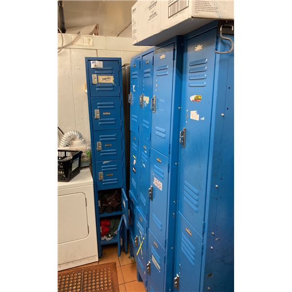 6 BLUE LOCKERS WITH CONTENTS