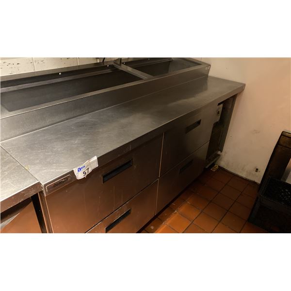 STAINLESS DELFIELD REFRIGERATED PREP TABLE. 6'X32 