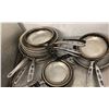 Image 2 : ROLLING CART WITH A GROUP OF ASST COMMERCIAL FRY PANS. ASST SHAPES AND SIZES. APPROX 20