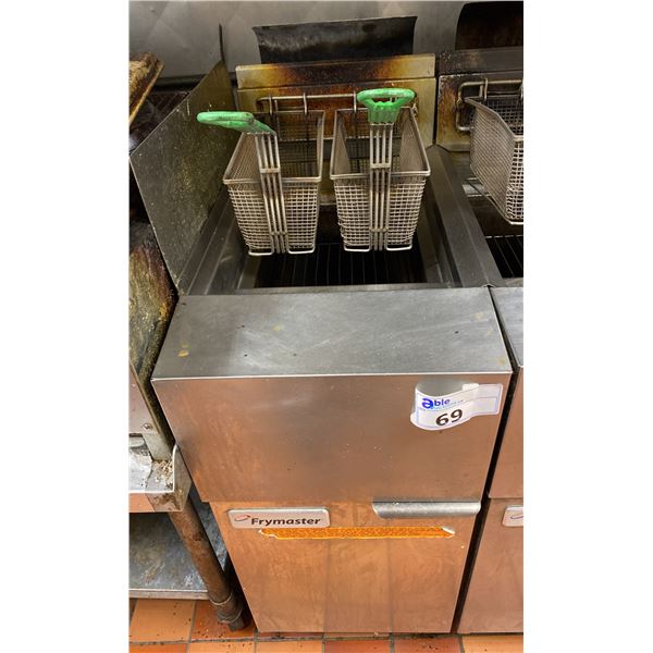 FRYMASTER GAS DEEP FRYER WITH TWO BASKETS. 16"W.