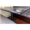 Image 3 : BLACK GALAXY GRANITE TABLE WITH BULL NOSE EDGE AND PEDESTAL BASE. 48"X31"