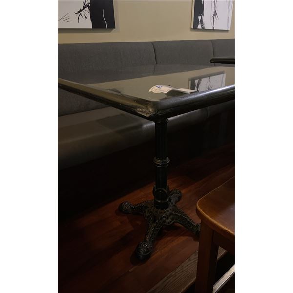 BLACK GALAXY GRANITE TABLE WITH PEDESTAL BASE. 28 X30 