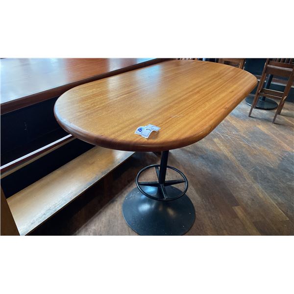 OVAL HARDWOOD BULLNOSE TABLE. 60 X28 X42 H