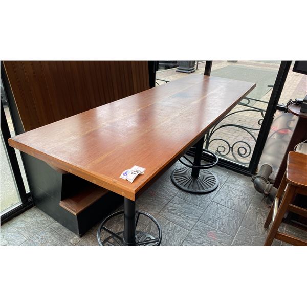 84"X27"X43"H SOLID HARDWOOD TABLE WITH PEDESTAL BASE