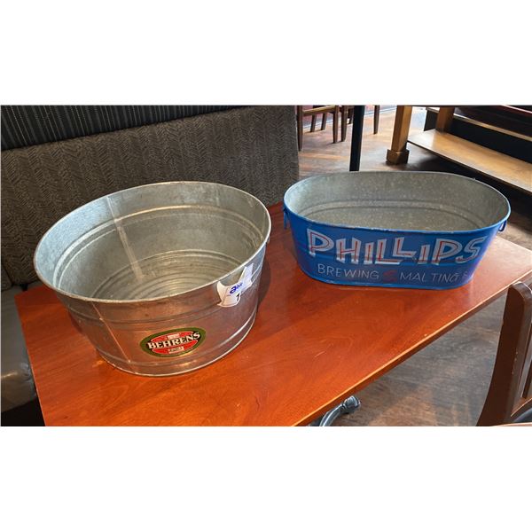 2 GALVANIZED BUCKETS. GREAT FOR ICE COLD BEER OR DECK PLANTERS