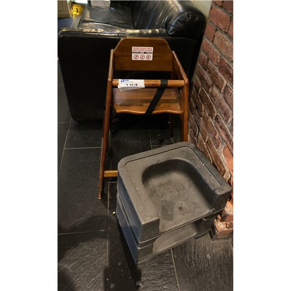 HIGH CHAIR AND TWO BOOSTER SEATS