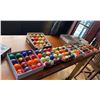 Image 1 : LARGE GROUP OF POOL BALLS, 10 LB BOX CHALK AND RACK