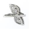 Image 7 : Vintage 14k White Gold 0.84 ctw Round Baguette Cut Diamond Pear Leaf Bypass Ring