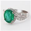 Image 2 : 2.95 ctw Emerald and 0.47 ctw Diamond 18K White Gold Ring