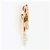 Image 5 : Retro Vintage 14k Gold Citrine Flower Red Stone Pearl Bow Ribbon Brooch Pendant