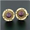 Image 4 : Vintage Men's 14K Gold Star Ruby Florentine Large Open Round Geometric Cufflinks