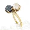 Image 7 : Estate 14K Gold 7.3mm Black & White Dual Cultured Pearl Polished Bypass Ring