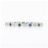 Image 5 : Vintage 18K Gold Diamond Sapphire Alternating Marquise Square Eternity Band Ring