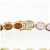 Image 4 : 14k Yellow Gold 17.65 ctw Half Bezel Set Oval Cut Natural Gemstone 6.75" Bracele