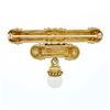 Image 5 : Vintage 18K Gold Diamond Matte Finish Dual Column Bar Brooch & Pearl Bead Dangle