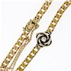 Image 5 : Vintage 14k TT Gold 0.17 ctw Diamond Solitaire Swirl Cuban Curb Chain Bracelet