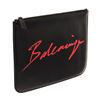 Image 2 : Balenciaga Black Leather Everyday Script Logo Medium Pouch