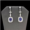 Image 1 : 5.70 ctw Tanzanite and 3.74 ctw Diamond 14K White Gold Earrings