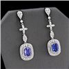 Image 3 : 5.70 ctw Tanzanite and 3.74 ctw Diamond 14K White Gold Earrings