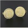 Image 7 : Men's Vintage 14k Yellow Gold Round Tri Color Florentine & Textured Cufflinks
