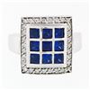 Image 4 : De Hago 18k White Gold 2.65 ctw Sapphire Diamond Square Dome Platter Cocktail Ri