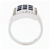 Image 8 : De Hago 18k White Gold 2.65 ctw Sapphire Diamond Square Dome Platter Cocktail Ri