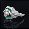 Image 2 : 1.04 ctw Diamond and 1.26 ctw Emerald Platinum Ring (1.62 ctw Diamonds)