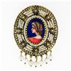 Image 1 : Vintage French 14k Gold Hand Painted Portrait Detailed Pearl Pin Brooch Pendant
