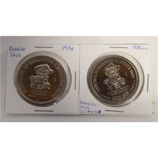 2 - 1975 & 1974 KLONDIKE DAYS SOUVENIR COINS