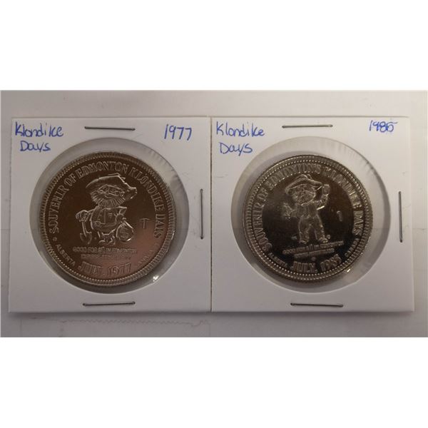 2 - 1977 & 1985  KLONDIKE DAYS SOUVENIR COINS