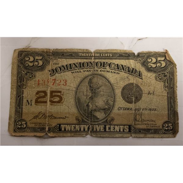 1923 SHINPLASTER 25 CENT BILL