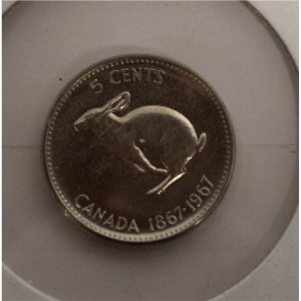 1867-1967 CANADA CENTENNIAL NICKEL WITH RABBIT