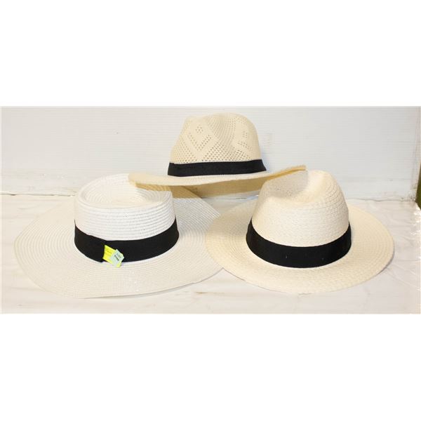 3 LADIES WHITE SUN HATS