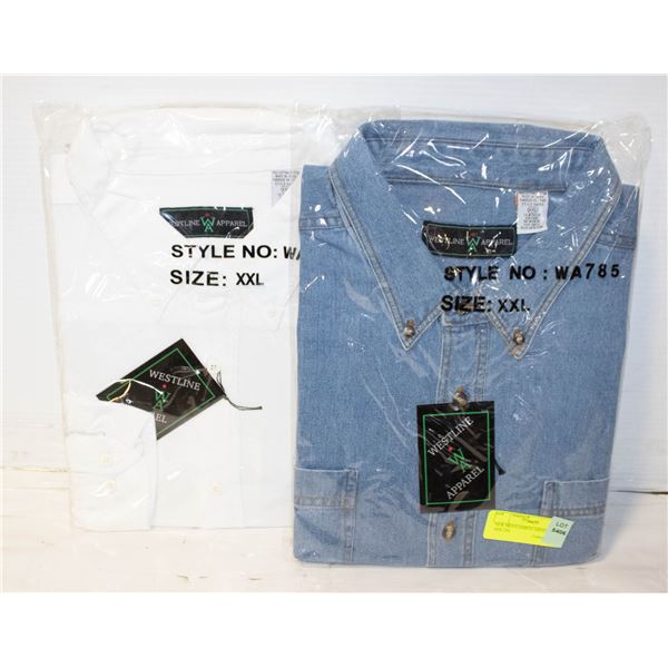 NEW MEN'S SHIRTS 1DENIM/1WHITE SIZE 2XL