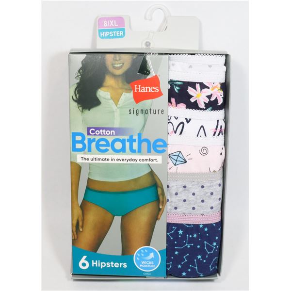 NEW 6PC HANES COTTON WOMENS HIPSTER UNDERWEAR